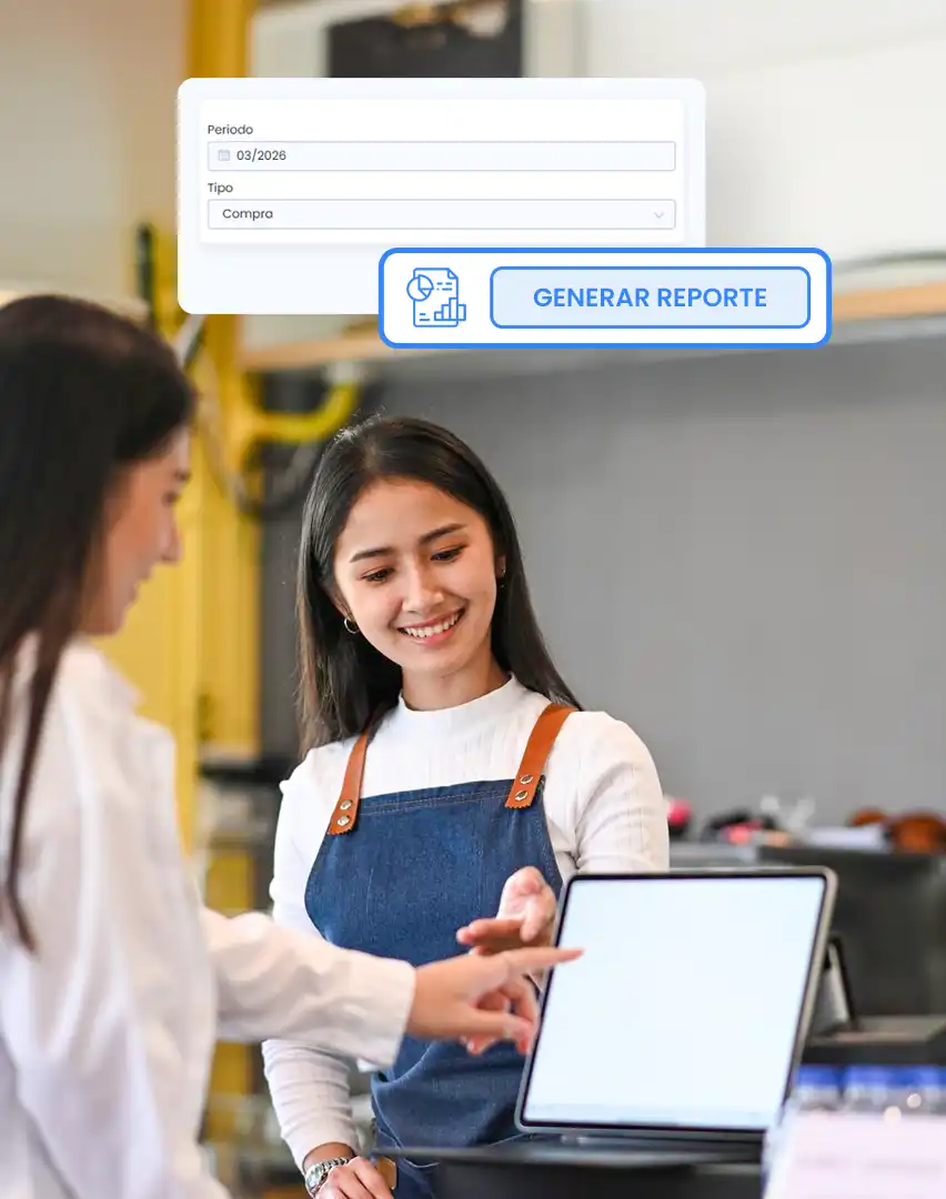 Equipo de una tienda generando reportes contables en Facturas MYPE