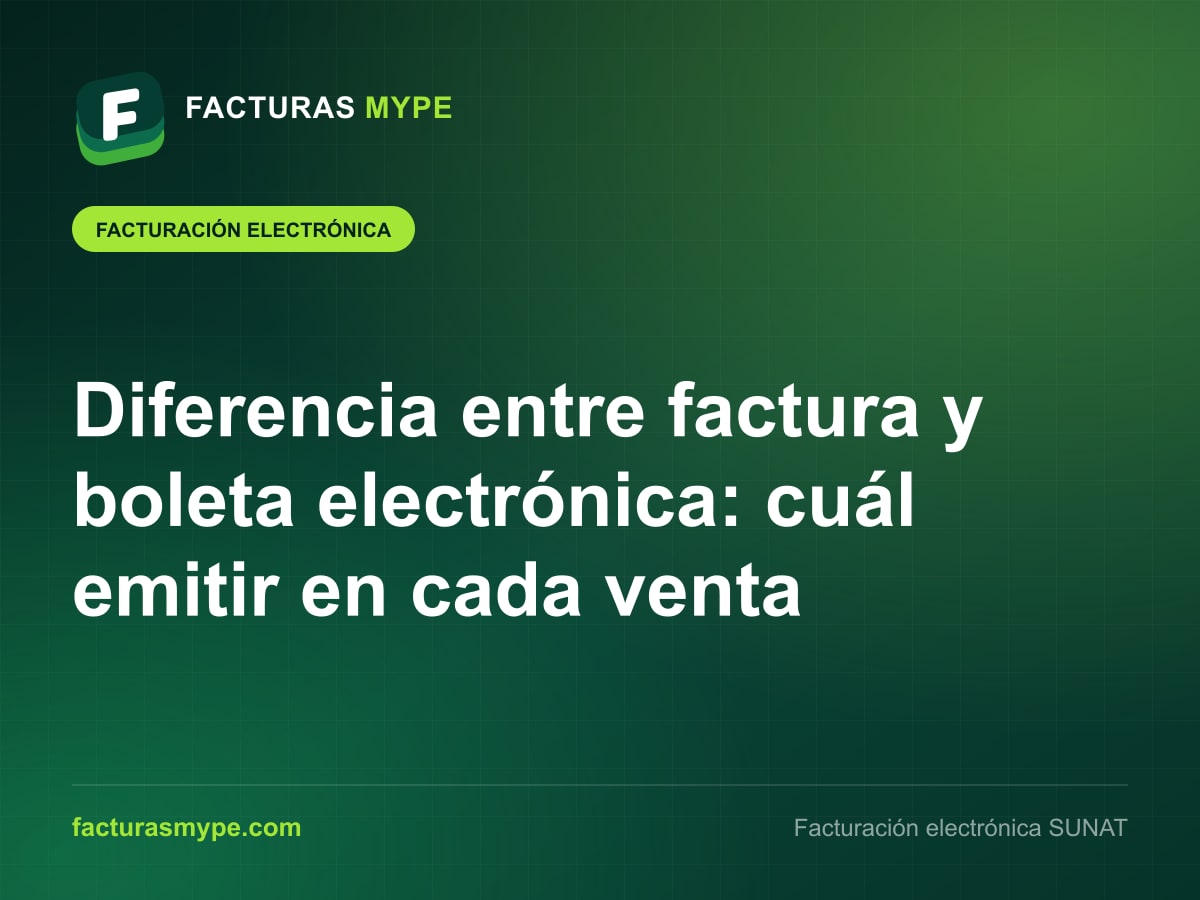 Factura y boleta de venta electrónica emitidas desde el panel de Facturas MYPE